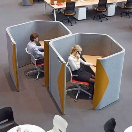 Open-Plan Acoustic Focus Cubicles – Fabric-Wrapped Privacy Screens