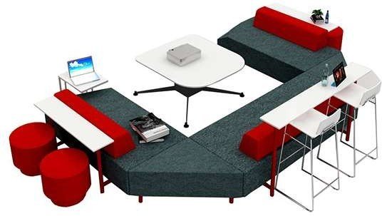 Multi-Seat Breakout Lounge Sofa – Curved Collaborative Seating